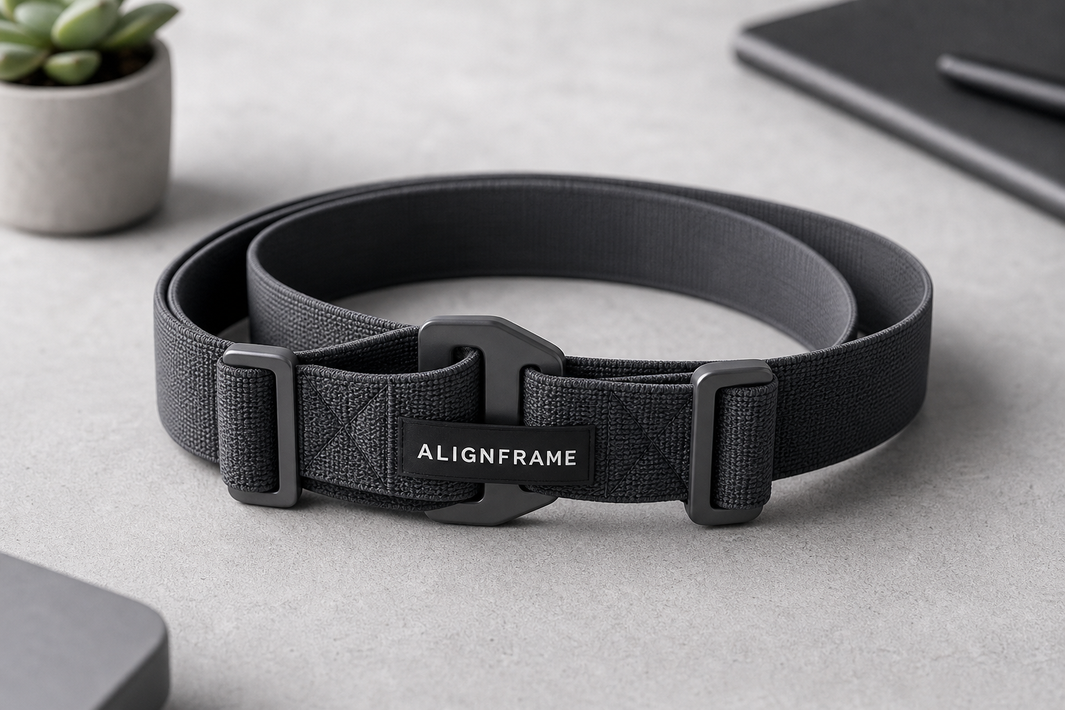 AlignFrame posture band coiled on concrete